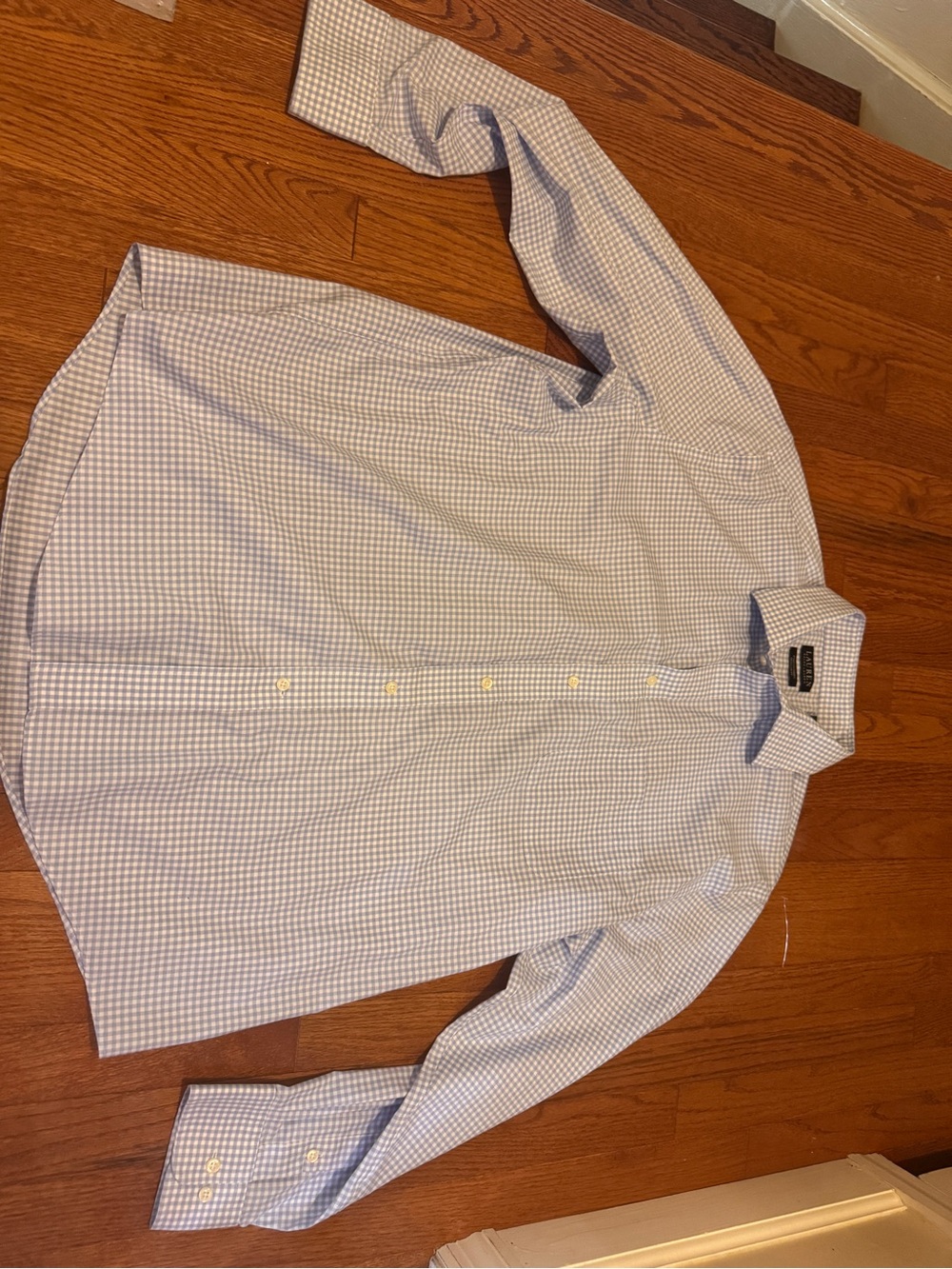 Lauren Ralph Lauren Blue & White Gingham Button-Down Shirt